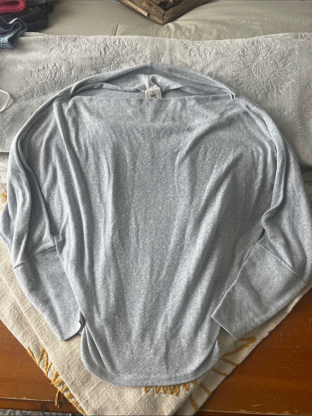 We the Free Light Heather Gray Long Sleeve Off the Shoulder Top